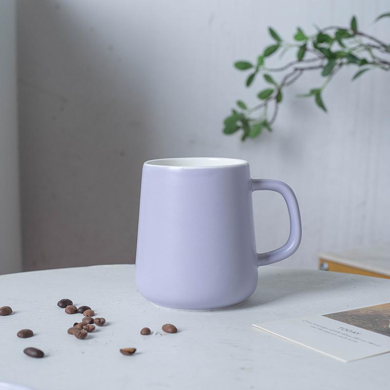 

Nordic ceramic ns wind mug creative with lid with spoon water cup simple coffee cup solid color cream wind matte 401-500ml