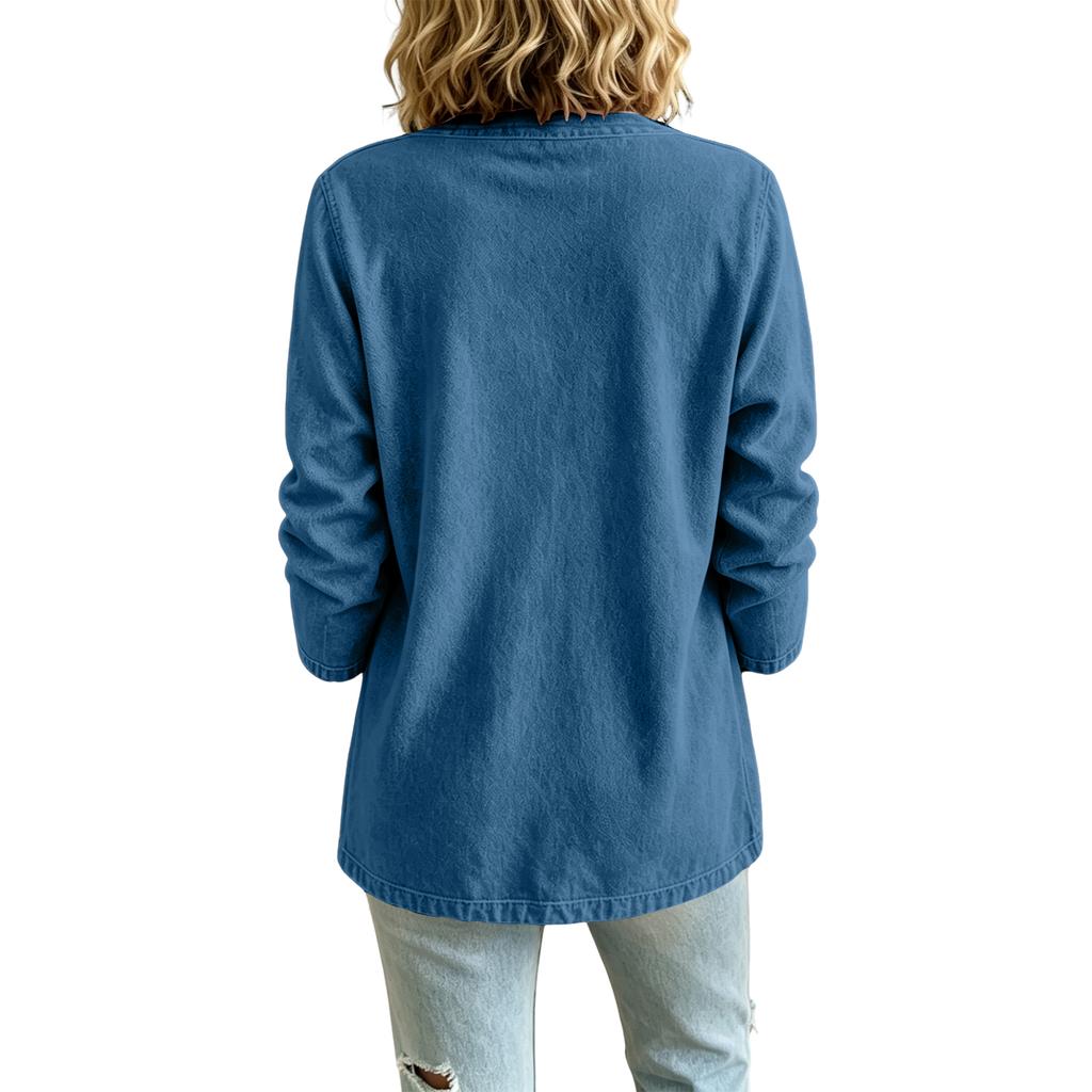 Women’s Casual Denim Cardigan Jacket Long Sleeve Button Front Relaxed Fit Lightweight Outerwear for Everyday Wear