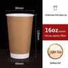 Handon 500ml Double-Layer Disposable Paper Coffee Cups