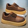 Shoes Winter British Style Retro Casual Leather Shoes Leather Surface Waterproof and Non-slip Sports Thick Sole Heightening Martin Shoes