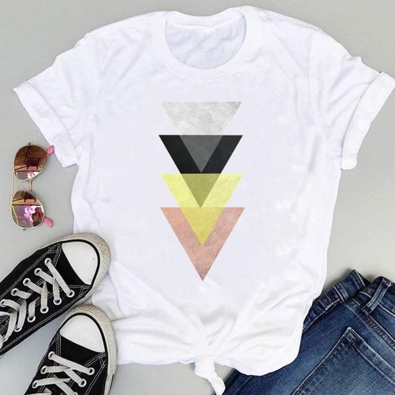 Watercolor Lovely Striped 90s Summer Fashion Women Print Tee Top Tshirt Short Sleeve Lady Female Clothing Casual Graphic T-shirt