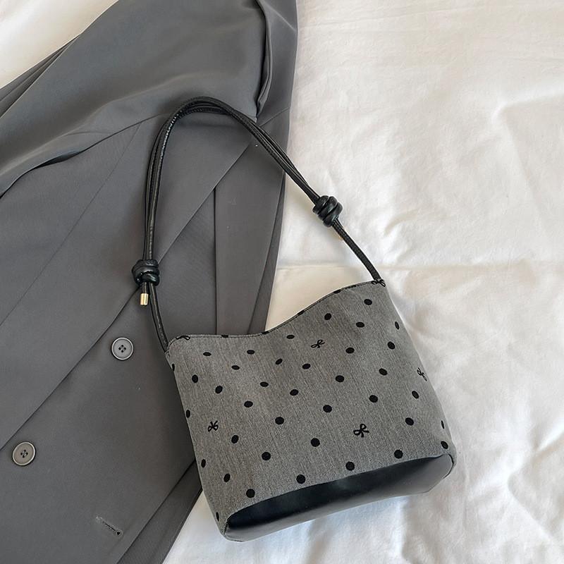 

Trendy Minimalist Shoulder Bag For Women In Chic Canvas Material With Unique Style Polka Dot