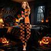 Family Matching Halloween Pajama Set - Long Sleeve Top and Long Pants with Round Neck for Women and Kids