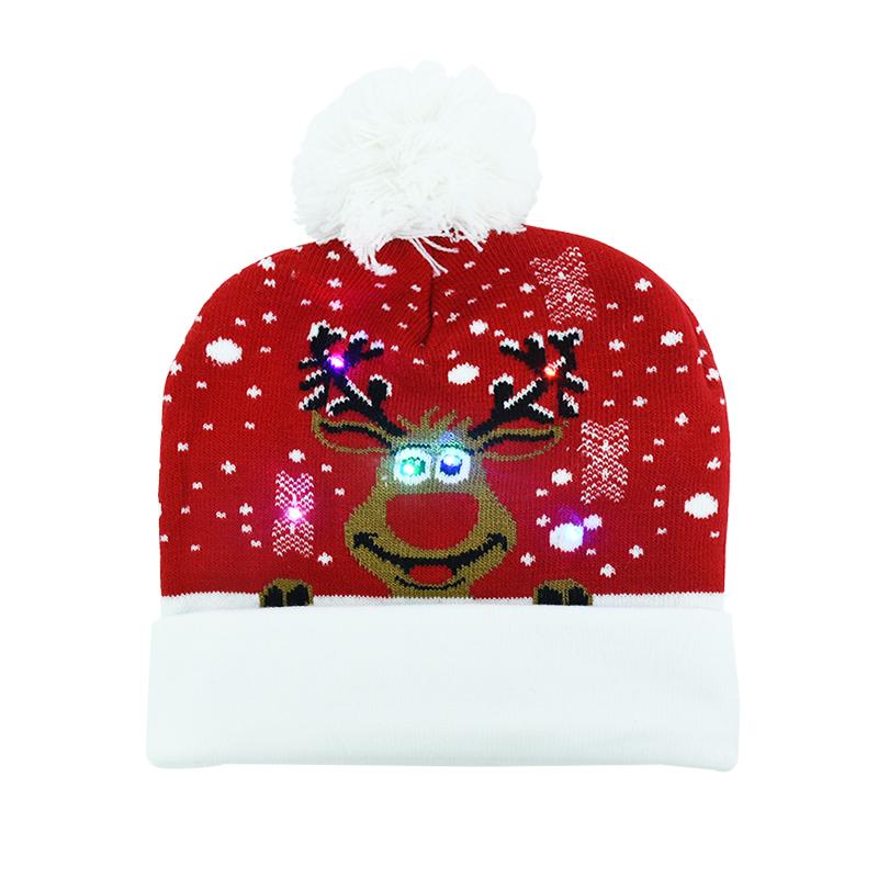 LED Christmas Hat Sweater Knitted Beanie Christmas Light Up Knitted Hat Christmas Gift for Kids Xmas 2024 New Year Decorations