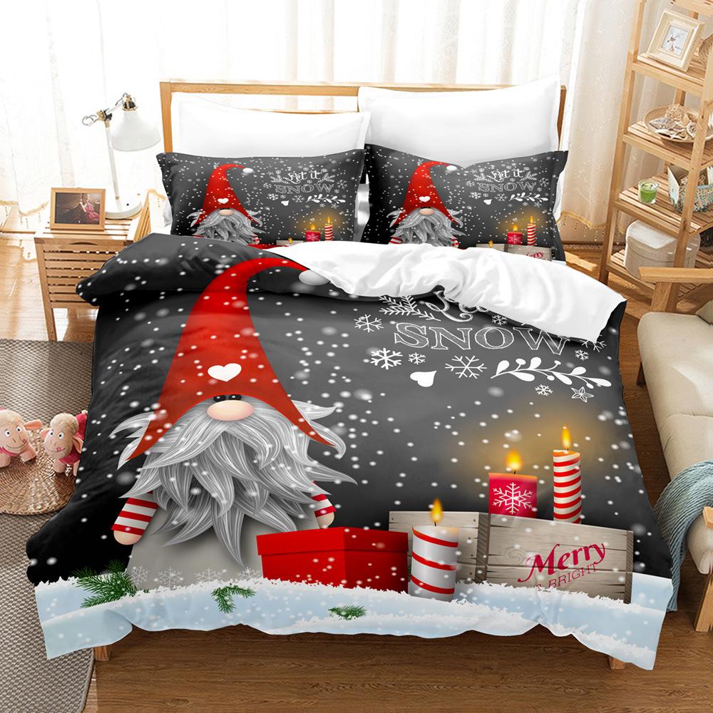 3D Digital Printing Three-Piece Set, Santa 2 Printing Bedding Kit