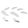 1Set 8Pcs Silber Feder 3D Spiegel Wand Kunst Aufkleber Aufkleber Hause Schlafzimmer Wandbild Dekor