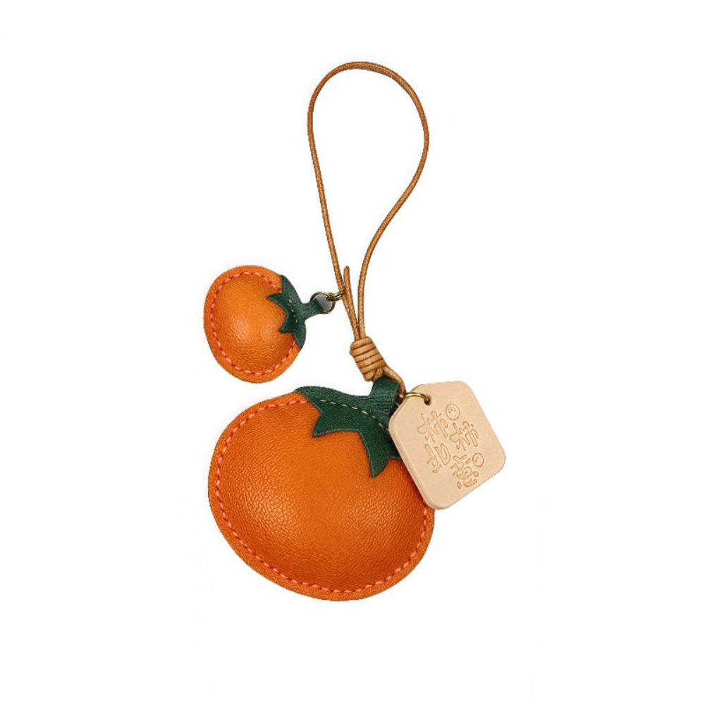 Cute Persimmon Keychain Funny Design Creative Key Ring Creative Leather Bag Pendant  Woman