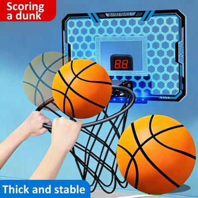 Wall Mounted Basketball Hoops With LED Light System And Flashing Scoreboard Foldable For Compacts Storage Complete Set Accessories