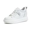 Leather women's shoes spring 2025 new thick sole inner height increase 7CM casual little white shoes women's sports velvet single shoes women