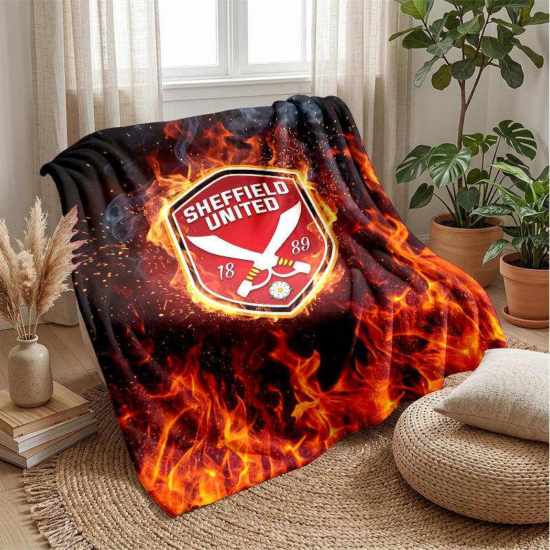 Coperta in Flanella con Stampa Sheffield United Football, Coperta Morbida Calda Leggera per Divano Letto Campeggio