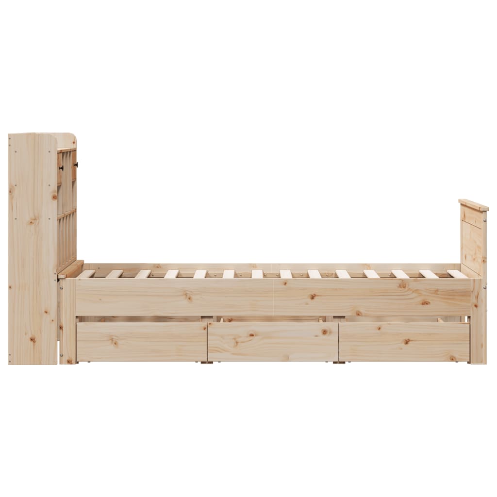 Bookshelf Bed without Mattress 75 x 190 cm Solid Pine Wood