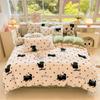 Milk Velvet Cute Printed Bed Sets Thick Autumn and Winter Plush Bedding Set for Single Queen Soft Keep Warm Duvet Cover Kit