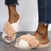 High Fashion Mix Color Fur Slippers Women Autumn Winter 2025 Soft Sole Long Plush Indoor Outdoor Slides Shoes Women Fluffy Cozy