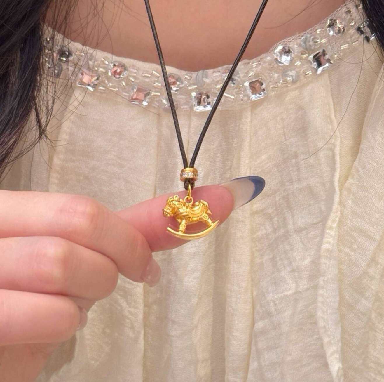 24k zircon pony necklace natal year niche sweater chain light luxury neck chain