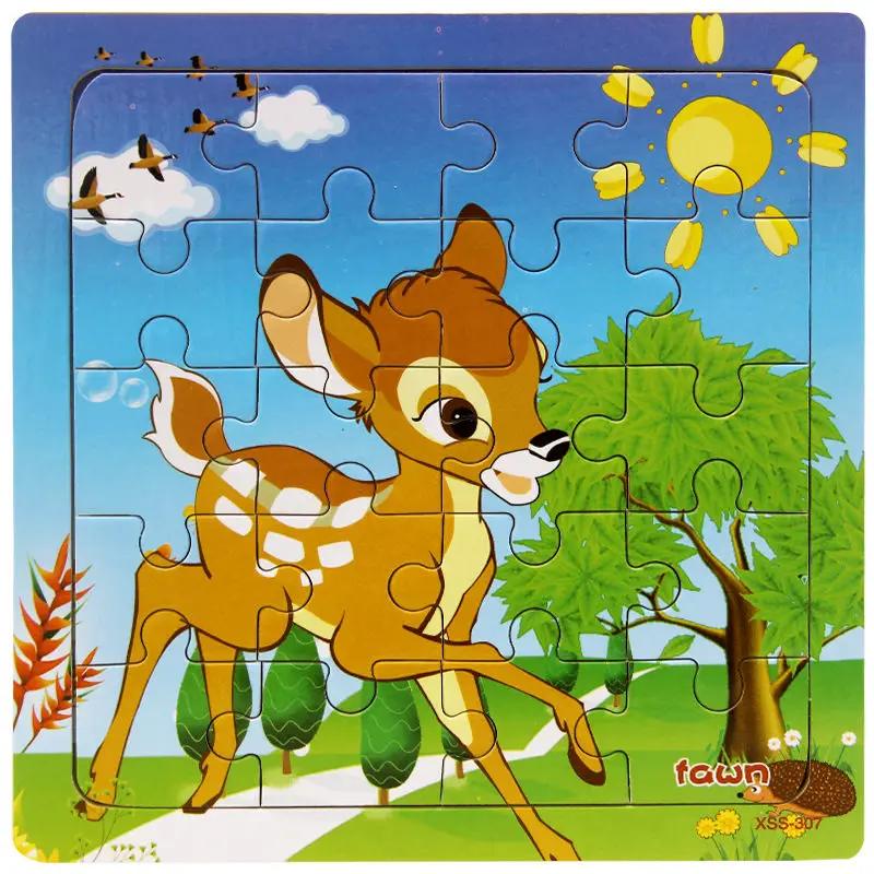 Toys Educational Cute Cartoon Baby Puzzle Wooden Small Piece Train Toy Wooden Jigsaw Puzzle For juguetes educativo Kids Children