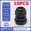 10Pcs Waterproof Cable Gland NPT 1/4 NPT 1/2 NPT 3/8 American Nylon Cable Joint Black Flame-retardant 4-25mm Wire Connector IP68
