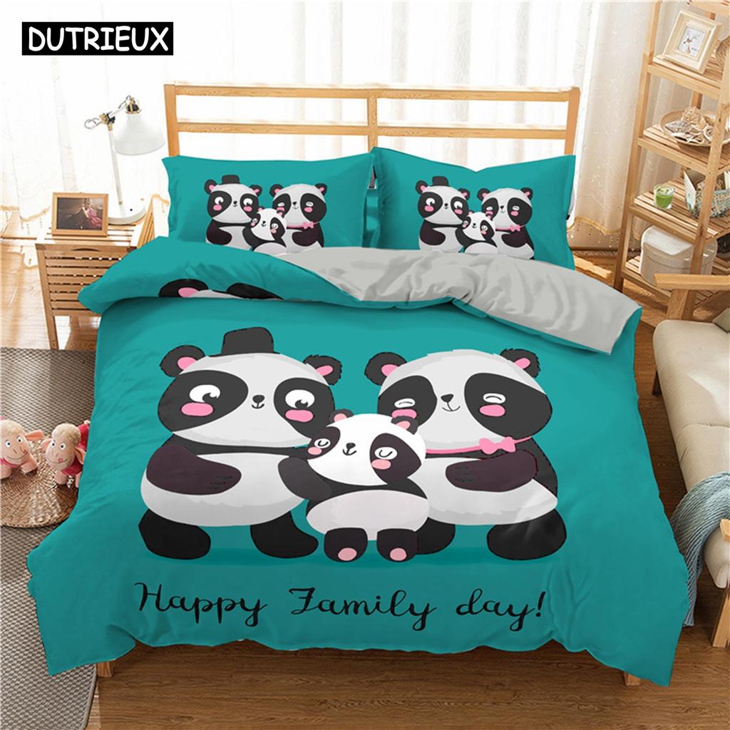 Lovely Cartoon Panda Bedding Sets 3D Printed Duvet Cover Set For Kids Girls 135x200 Bed Linen King Single Double Size Room Decor