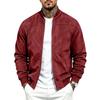 Autumn And Winter Casual Large Size Men's Bomber Jacket Suede Zipper Stand Collar Long Sleeve Jacket