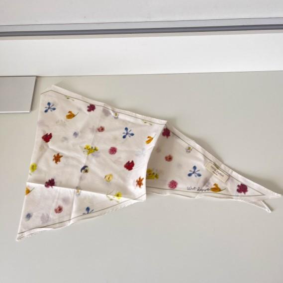 Premium sense white printed triangle scarf women's spring summer pure desire flower silk scarf neck scarf accessories scarf