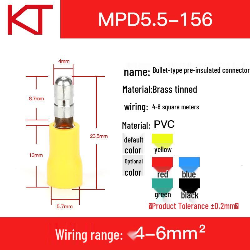 KT KST MPD1.25 Bullet-shaped Male Pre-insulated Crimp Terminal