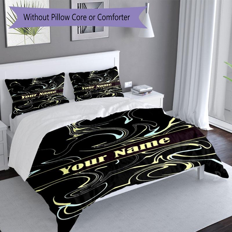 3PC Custom Name Abstract Art Bedding Set Duvet Cover Closure Includes 1 Duvet Cover & 2 Pillowcases for Bedroom