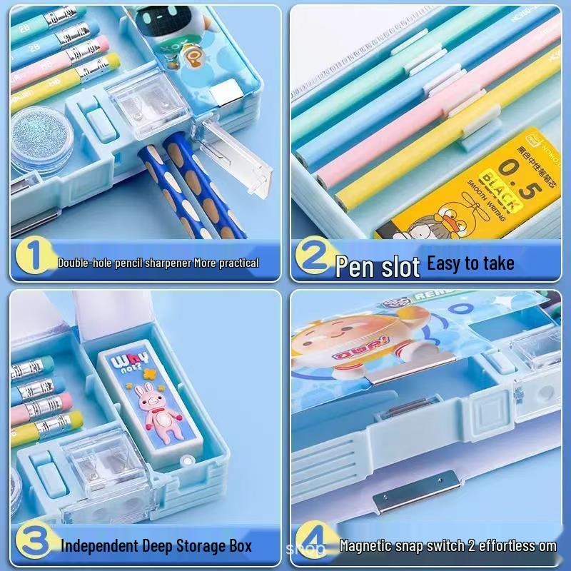 Egg Boy Double-Sided Pencil Case for Boys - Large Capacity, Multifunctional Black Technology Design for Elementary Students