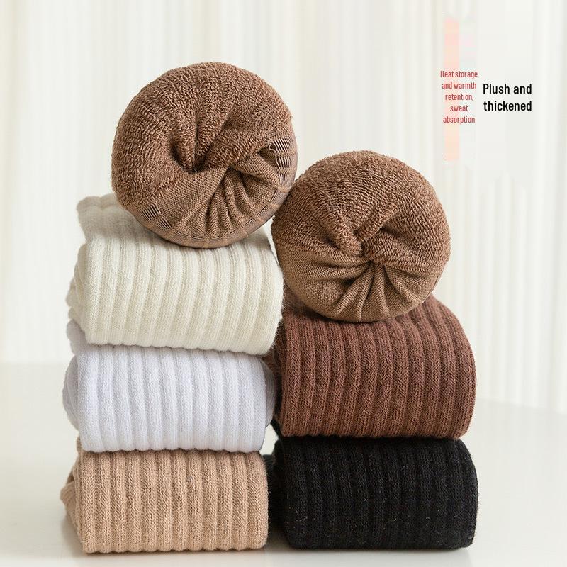 Męskie Zimowe Frotte Skarpetki Długie - Pogrubione Plus Aksamitne, Styl Mid-Tube, Idealne na Jesień i Zimę.