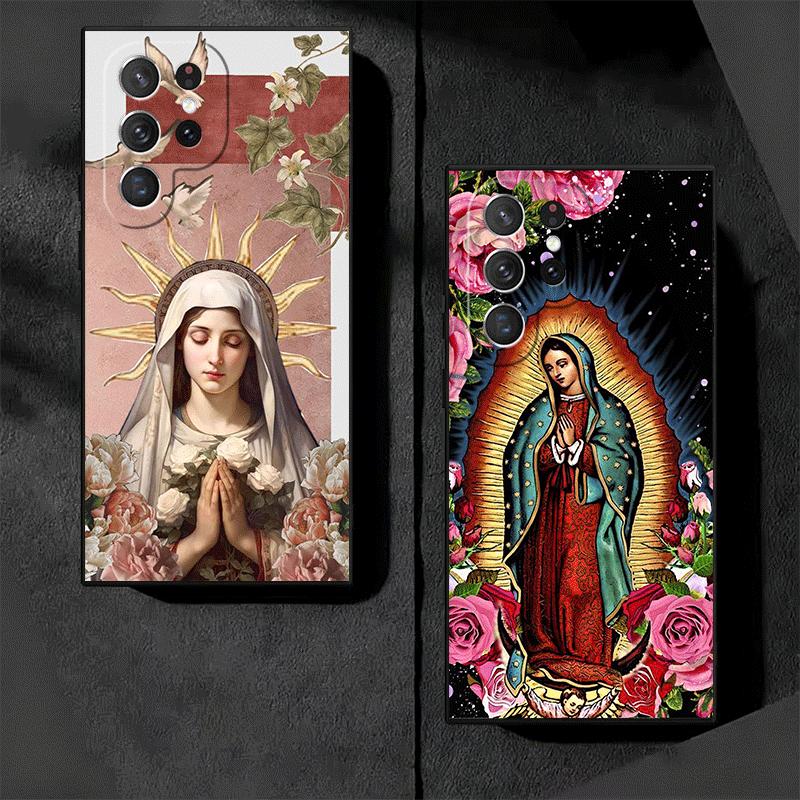 Virgen Mary Virgin De Guadalupe Soft Phone Case for Samsung Galaxy S26 S25 Edge S24 Ultra S23 Plus S22 S21 FE S20 Black Cover Ba