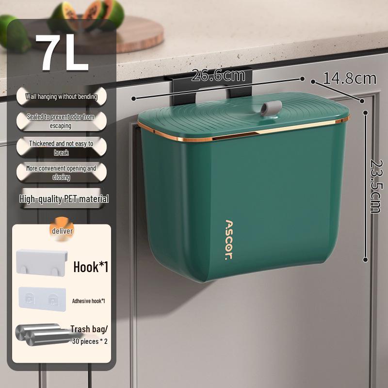 Wall-Mounted Kitchen & Bathroom Trash Can with Lid – Stylish, Large Capacity Waste Bin for Home