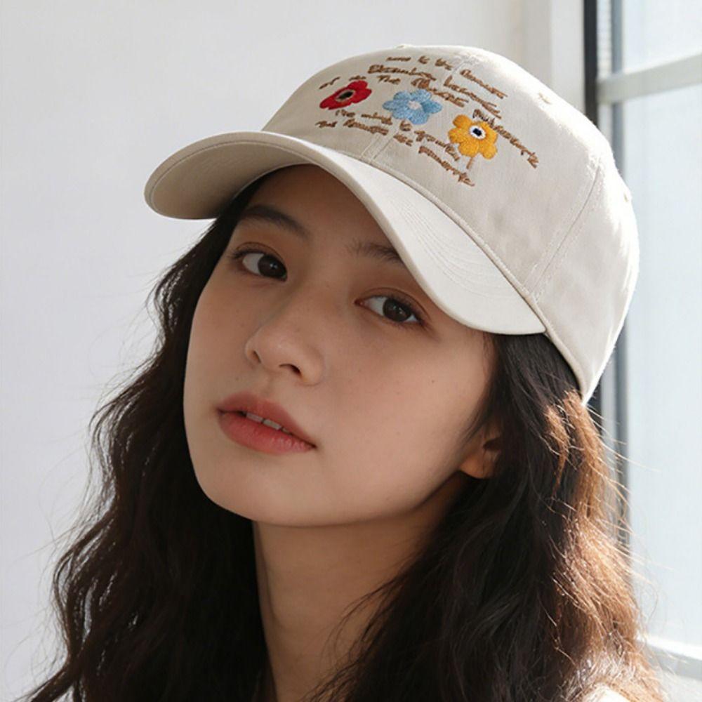 Flower Embroidery Baseball Cap Multicolor Sunshade Hat Fashion Sports Hat  Casual Outdoor