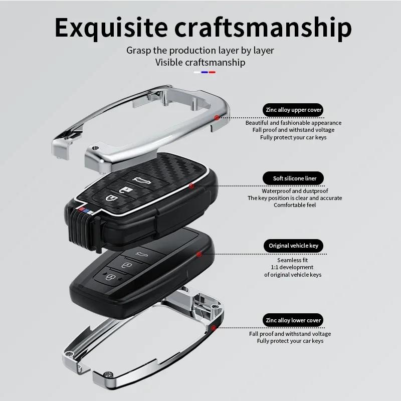 Alloy+Carbon Fider Car Key Case Holder Chain Toyota Alphard VELLFIRE 2012 PREVIA 2019 2020 2021 Car Interior Accessories
