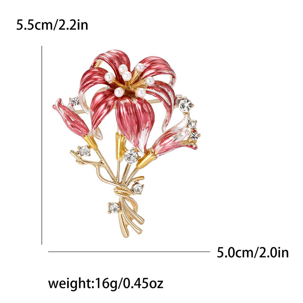 Lilly Flower Brooch for Women Unisex Enamel Plants Party Office Pins Gifts