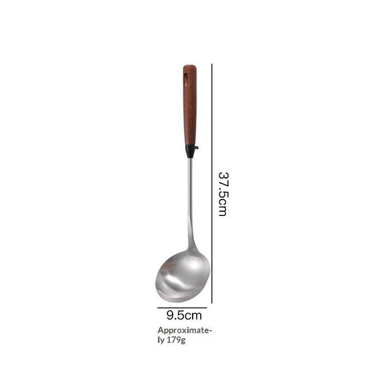 Stainless Steel Turner With Wooden Handle Heat-Resistant Long Handle Soup Ladle Spatula Kitchen Cooking Utensils