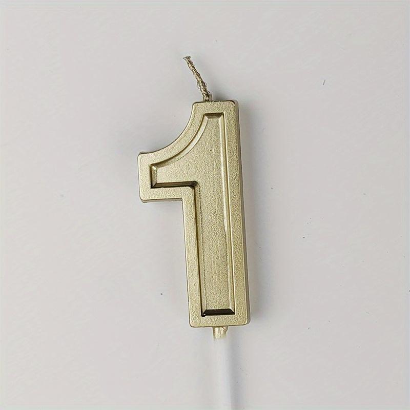 1 Single Golden Number Birthday Cake Decoration Candle | Creative Age-Celebration Party Cake Ornament, Romantic Celebration Number Display, Unscented