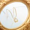 Square White Mother Of Pearl Pendant Minimalist Gold Plated Titanium Steel Necklace For Women