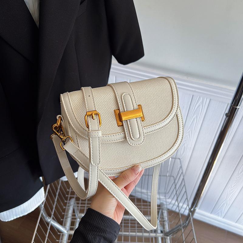 New Niche Design Popular Contrasting Color Saddle Bag Single Shoulder Oblique Span Trendy Versatile Women's Bag