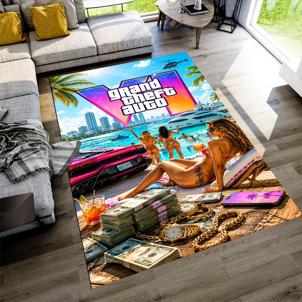 Grand Theft Auto Teppich Perfekt für Schlafzimmer Esszimmer Dekorieren Sie Zimmer Eingangsbereich Rutschfester Teppich Anime Büro Dekor Geburtstag Weihnachtsgeschenk