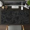 Black Abstract Terrain Mouse Pad Large Nonslip Waterproof Mat Stitched Edge Keyboard Pad For Gaming Daily Office