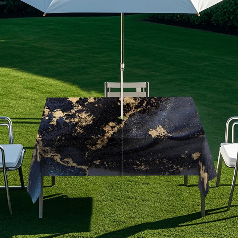 Outdoor Rectangular Table Cover With Starry Sky Sand Flow Waterproof Elastic Edge Patio Garden Dining
