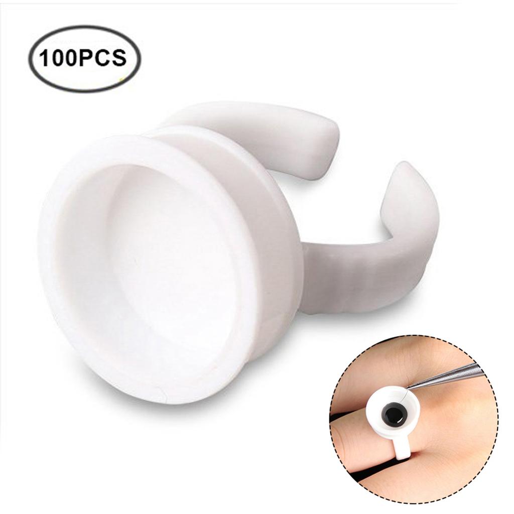 100pcs Disposable Makeup Tattoo Ink Rings Eyebrow Lip Tattoo Pigments Holder Container Cup
