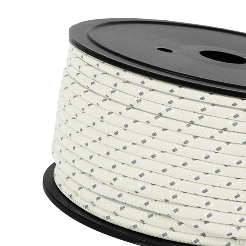 50M Camping Tent Rope, Outdoor Guy Lines, 4mm Thickness, Reflective Rope Wind for Fishing