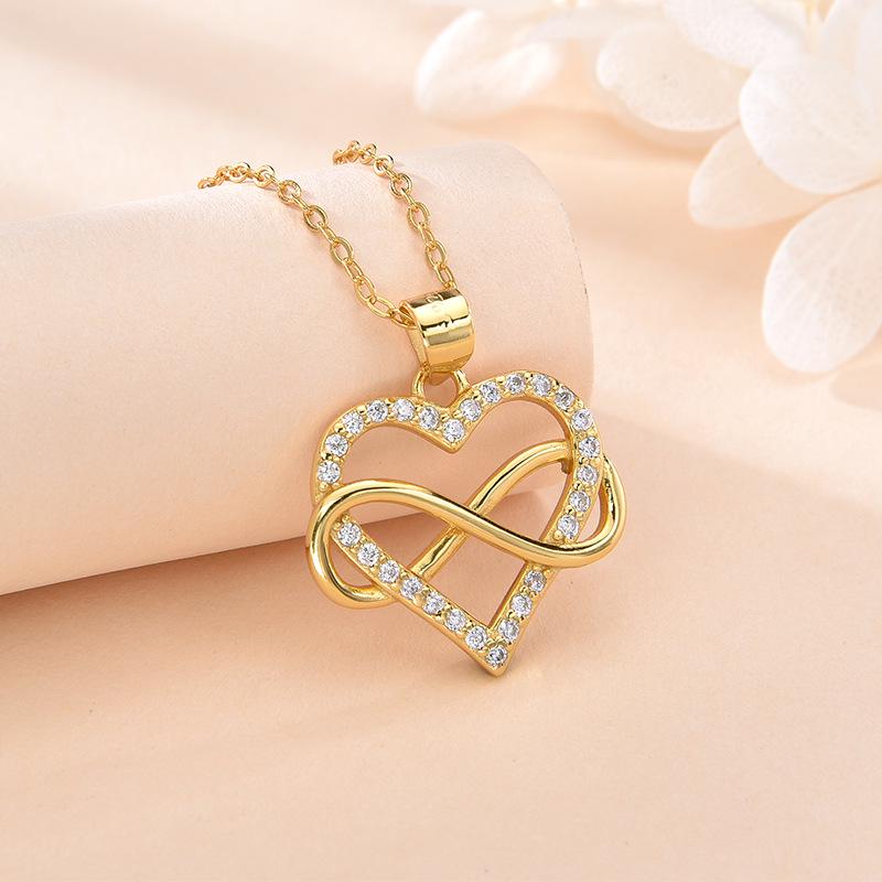 925 Sterling Silver Heart-Shaped Infinity Necklace - Women's European & American Fashion Clavicle Chain
