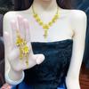 Set di collane da donna in oro puro 24K 9999 oro vero Dubai Medio Oriente Fiore di Loto