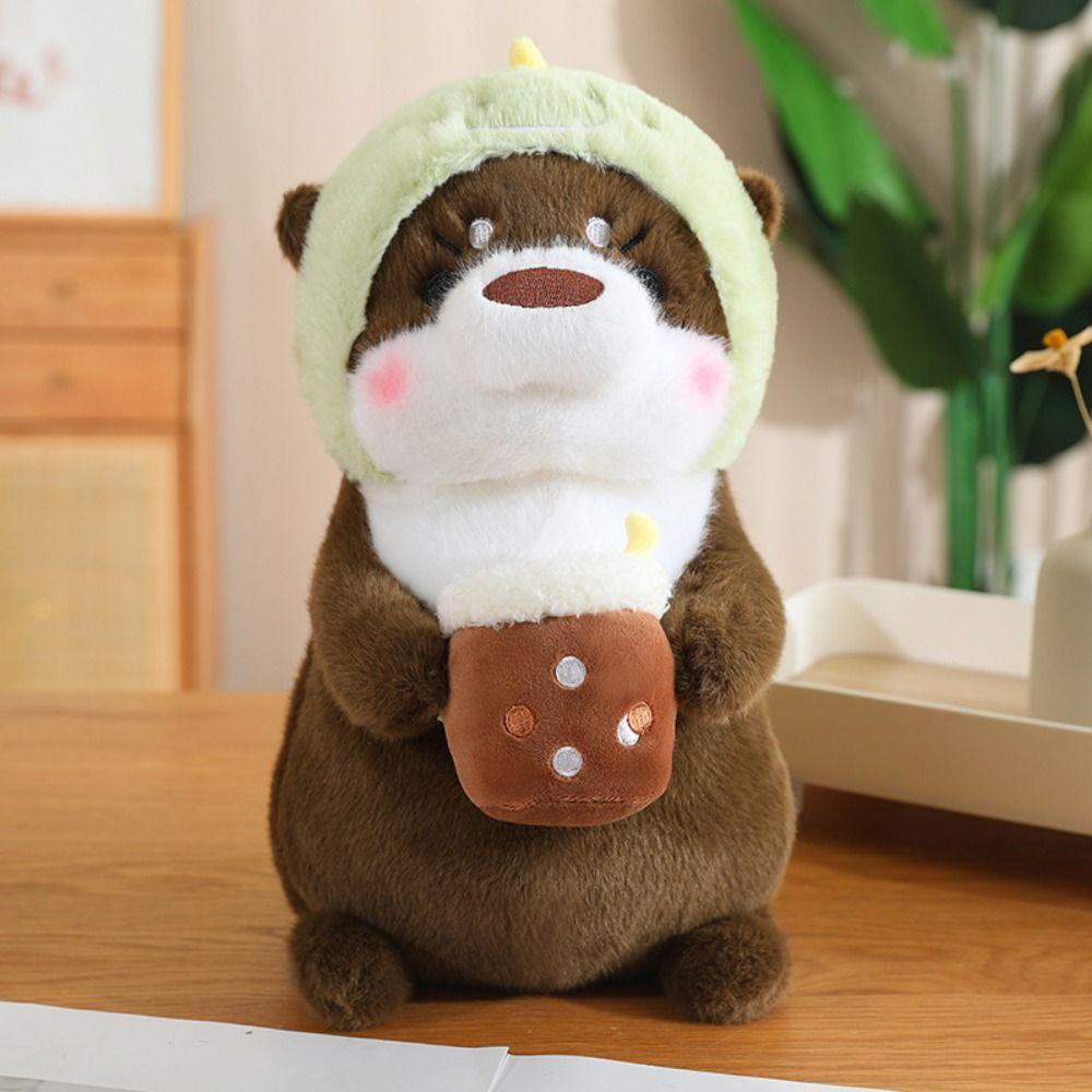 Soft Material Otter Plush Toy Headgear design Cartoon Animal Toy Kawaii Otter Toy  Birthday Gift