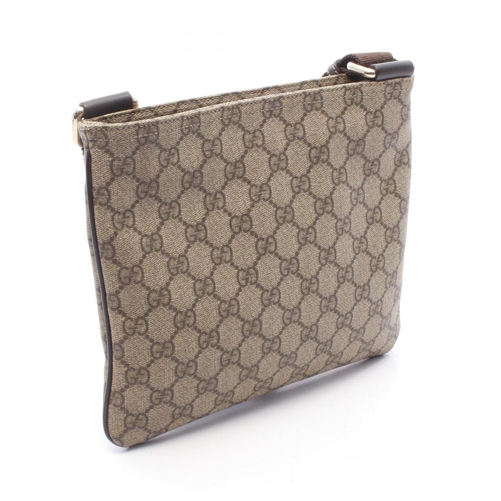 Used GUCCI GG Supreme Shoulder Bag 201538 PVC coated canvas leather Beige Brown Used Women