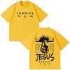 Jesus Forgive Vintage Fashion Graphic Tshirt Unisex Unisex Casual Loose Tshirts Shortsleeved Oversized Hiphop Cotton Tshirts