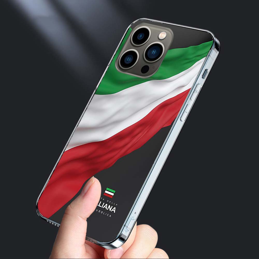 Italy Flag Phone Case For Iphone 16E 15 Pro 14 Plus 17E 16 17 Pro Max Air 11 12 13 Mini Shockproof Capa Cute Cover TPU Clear