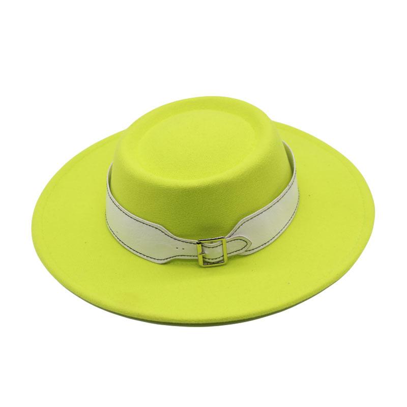 European and American fashion autumn and winter woolen top hat women, British retro temperament big-brimmed jazz hat women's concave felt hat