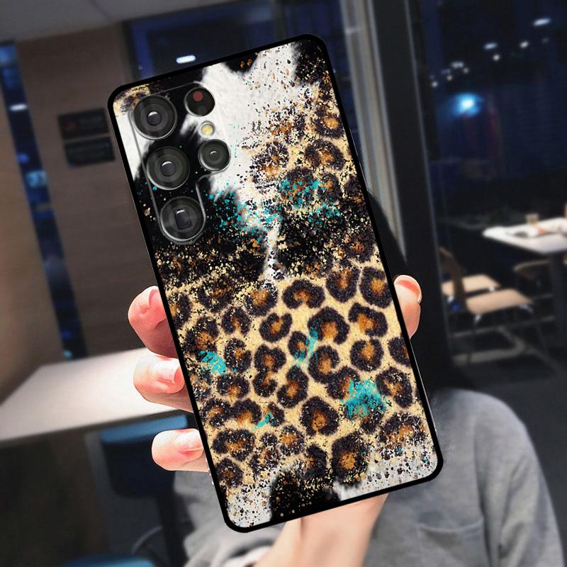Leopard Print Cover For Samsung Galaxy S23 S24 S25 Ultra S21 S22 S20 S9 S10 Plus S21 FE S24 FE Phone Case