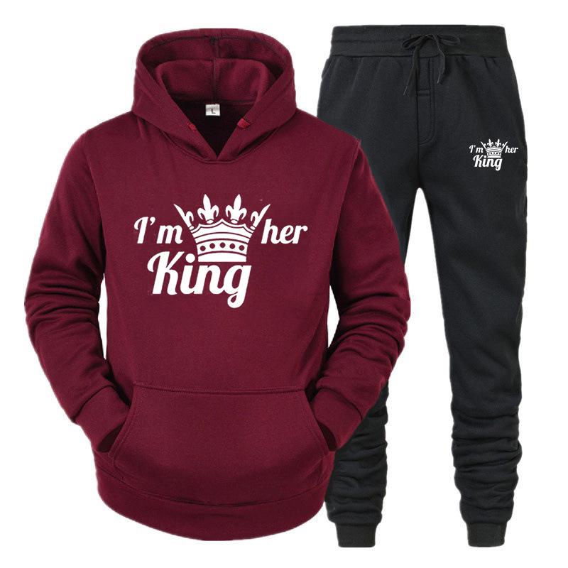 KingQueen Unisex Couple Hoodie & Sweatpants Set - Casual Sportswear